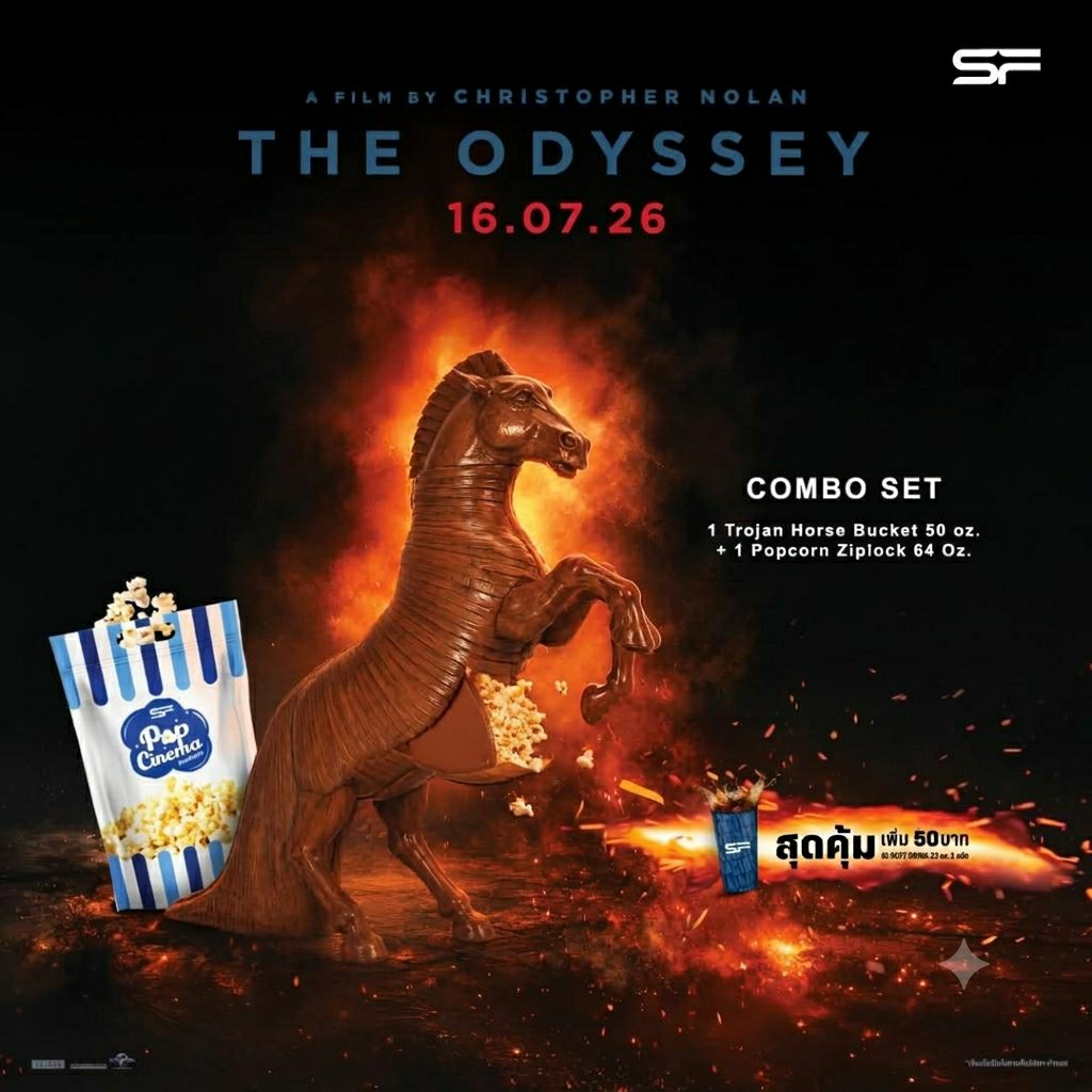 (ทักลด50% 🐎✨️🥤ออกผจญภัยสุดยิ่งใหญ่! พร้อมท้าทายเหล่าทวยเทพกับ ถังป๊อปคอร์น THE ODYSSEY COMBO SET แท้ Sf ถังม้า โอดิสซี่