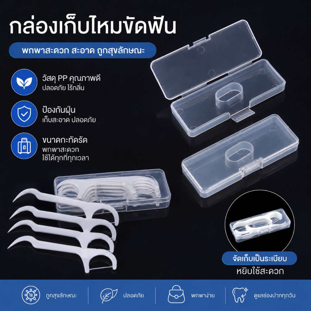 LEMO-T กล่องไหมขัดฟันแบบพกพา1ชิ้นกล่องไม้จิ้มฟันใช้แล้วทิ้งกล่องเก็บไหมขัดฟัน