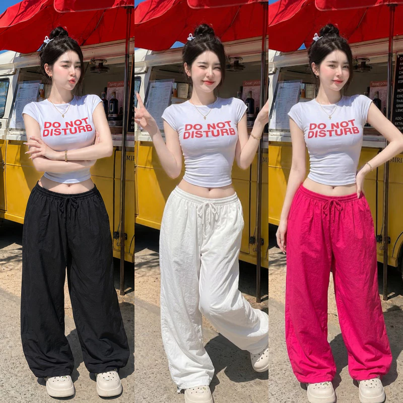 กางเกงขายาว กางเกงBaggy เอวยางยืด ผ้าบับเบิ้ล มีไซส์ M-XL ใส่ได้ทั้งเอวต่ำเอวสูง สาวอวบใส่ได้ รุ่น Baggy bubble