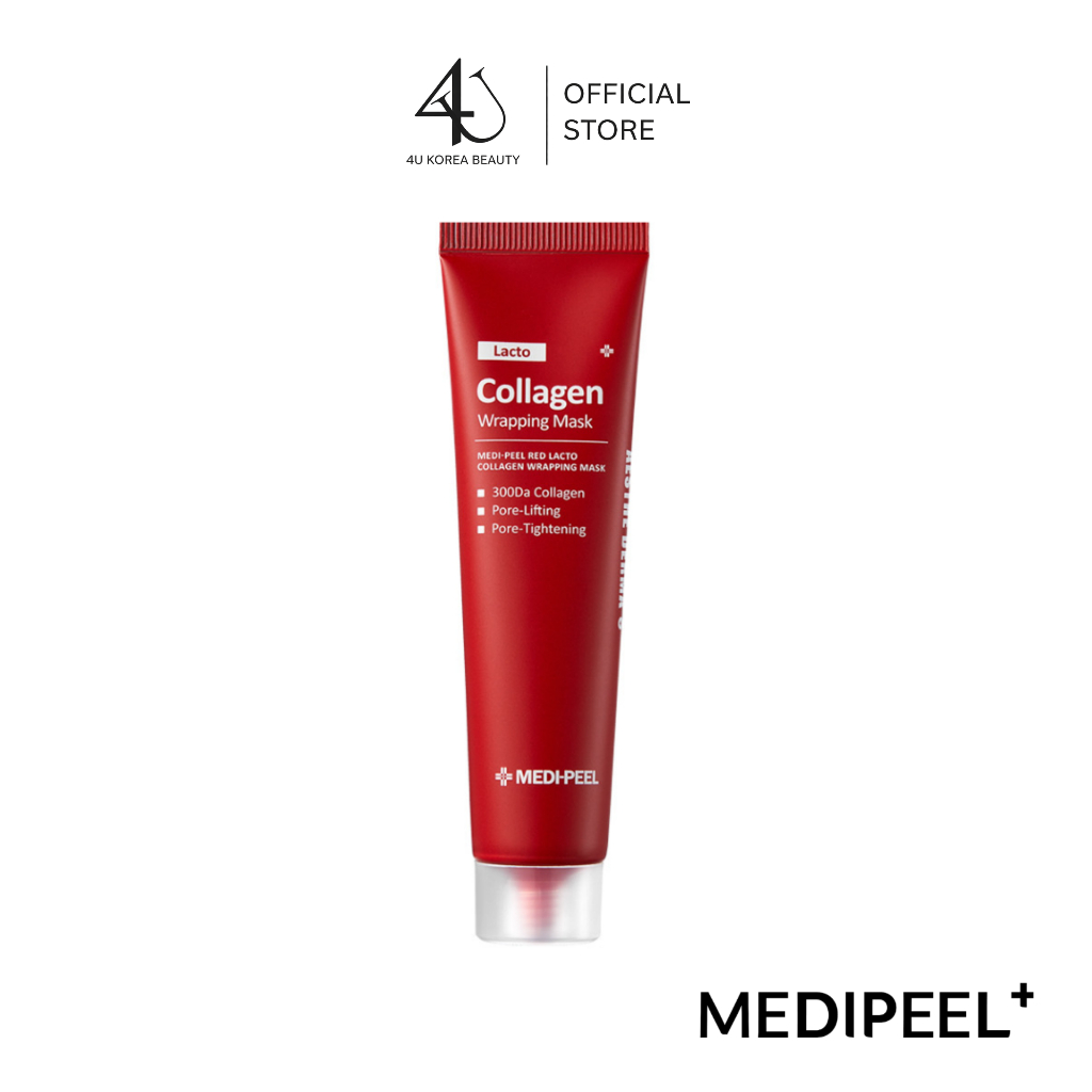 MEDIPEEL+  RED LACTO COLLAGEN WRAPPING MASK 70ml เมดิพีล บํารุงผิวหน้าแผ่นมาสก์แบบลอกออก ผิวกระชับ กระจ่างใส ชุ่มชื้น