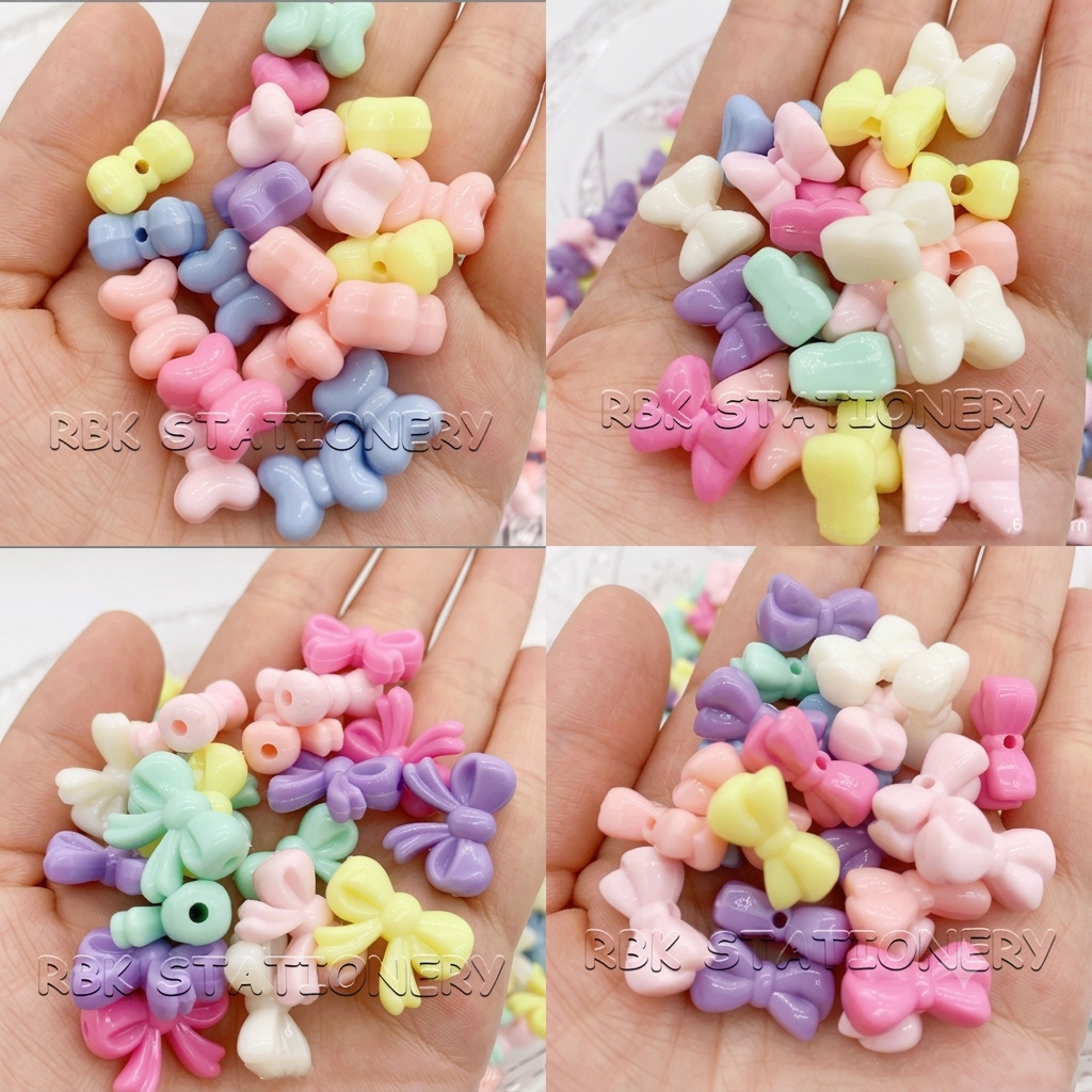 ลูกปัดโบว์ สีพาสเทล คละสี 10g/ห่อ ลูกปัด DIY อุปกรณ์ร้อยลูกปัด อุปกรณ์ร้อยสร้อยข้อมือ