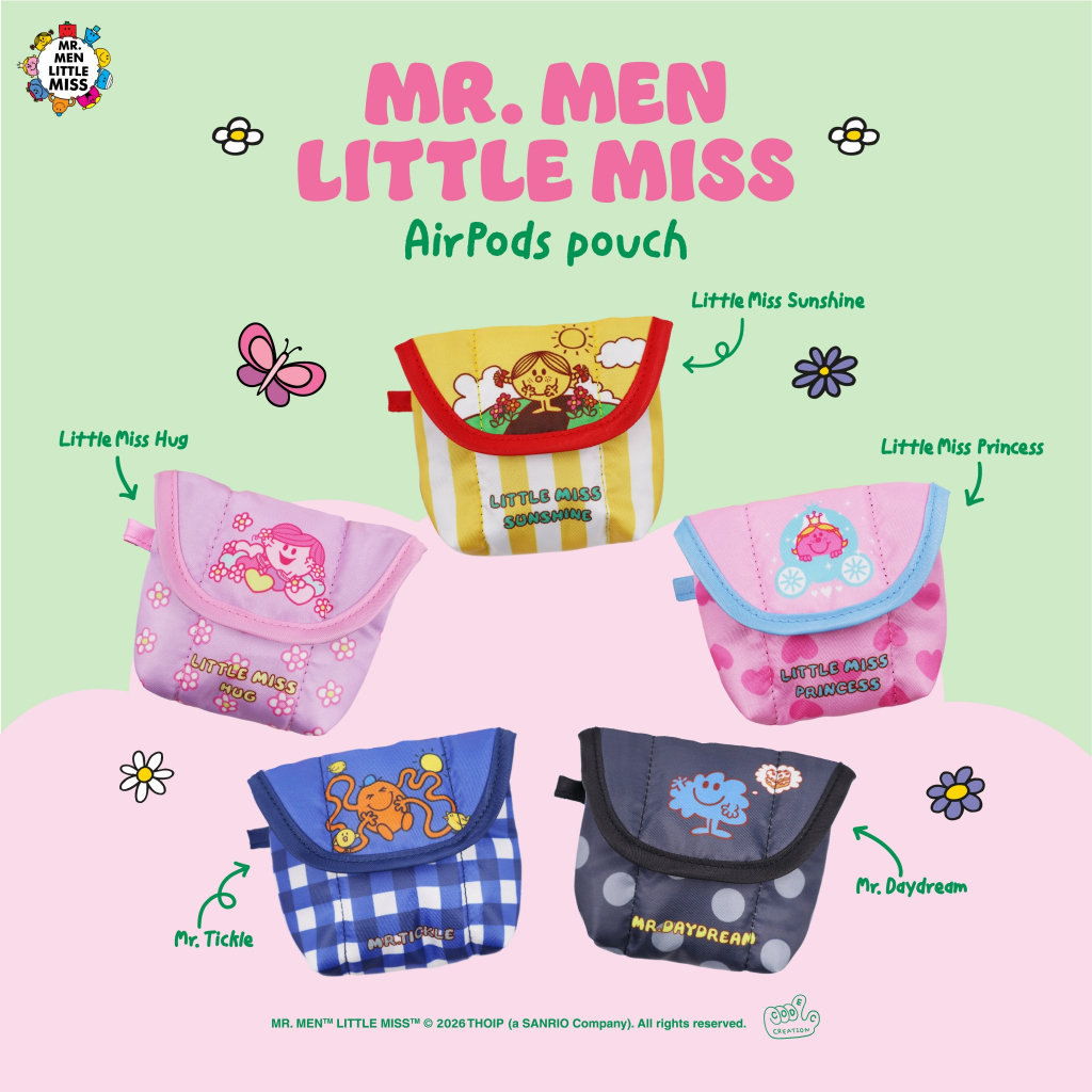 Airpods Pouch (Mr.men and Little miss) กระเป๋าใส่หูฟัง(ใส่ได้ทุกรุ่น)
