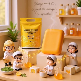 ((กระสอบ)) สบู่ส้มไวท์พลัสวิตซี 1 กระสอบ บรรจุ 5 ก้อน สบู่ White Plus Orange Soap light white ขัดผิว ขัดขี้ไคล 325 g.