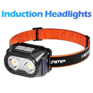 ไฟฉายคาดหัว LED กันน้ำ ชาร์จใหม่ได้ ไฟฉายคาดหัว ควบคุมโบกมือ ระยะไกล แสงสีขาว/สีแดง/สีเหลือง