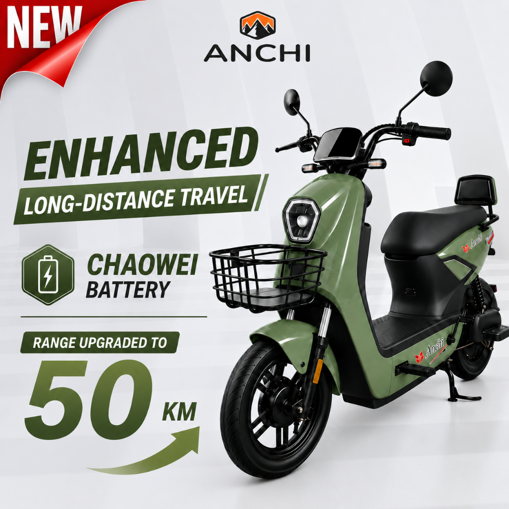 ANCHI จักรยานไฟฟ้า 580W แบตเตอรี่ 50KM  แท้ อัปเกรดพิเศษ วิ่งได้นานขึ้น มีพอร์ต USB ชาร์จโทรศัพท์ เหมา