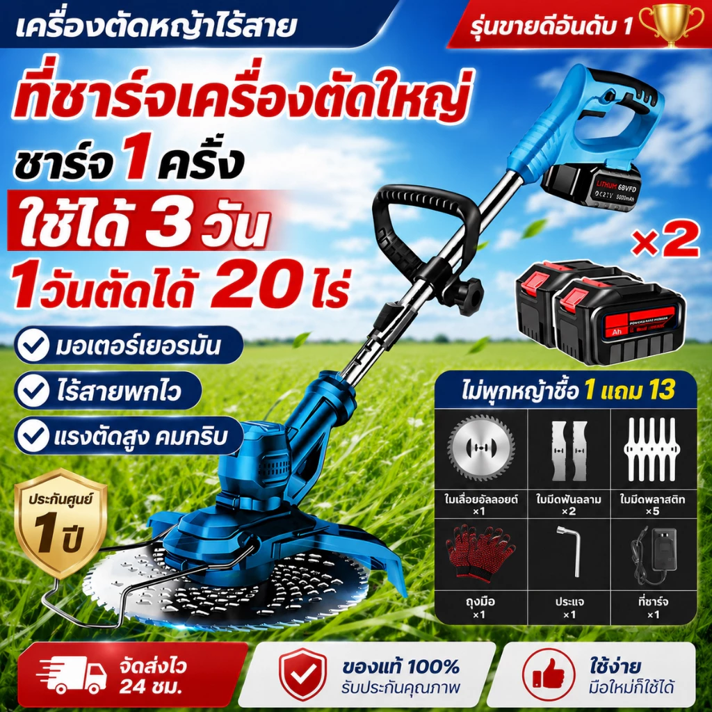 เครื่องตัดหญ้า 999999W เครื่องตัดหญ้าไฟฟ้าไร้สาย 99000mah เครื่องตัดหญ้าไฟฟ้า อุปกรณ์ครบชุด แถมแบต เครื่องตัดหญ้าแบบพกพา