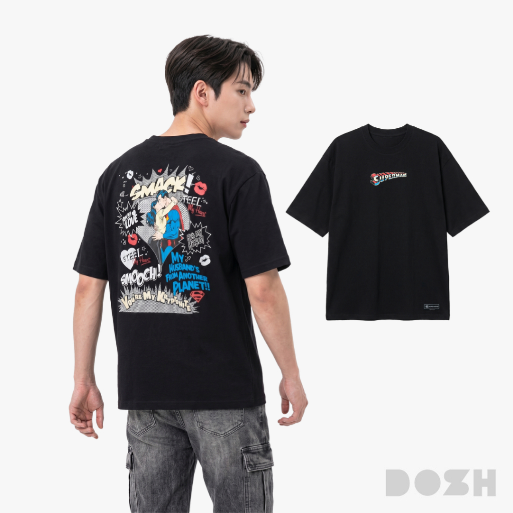 DOSH MEN'S OVERSIZED T-SHIRTS SUPERMAN เสื้อยืดโอเวอร์ไซส์ DSMT5212-BL (M-2XL)