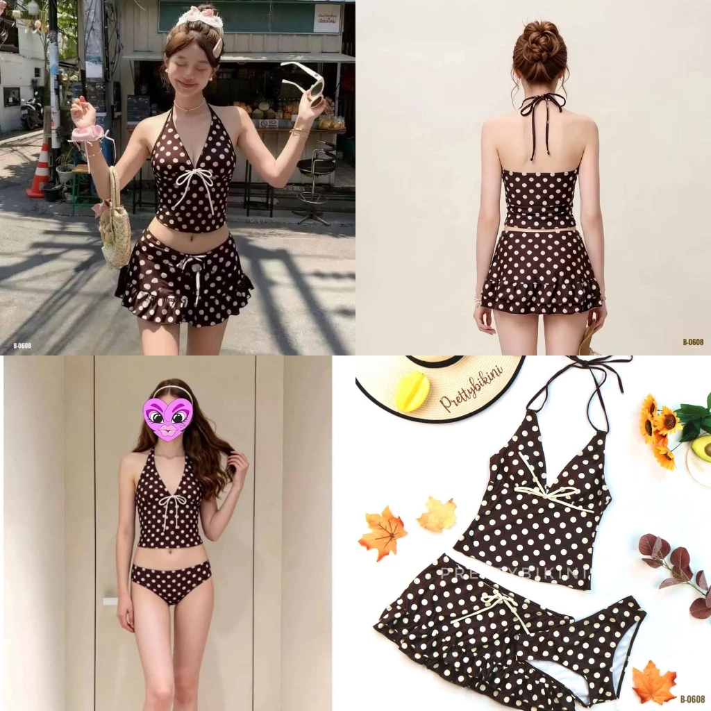 B-0608👉 Two Pieces ลายจุดสุดคิ้วท์ ไม่ได้ตั้งใจน่ารัก แต่มันดันออกมาแบบนี้เองค่ะ😝