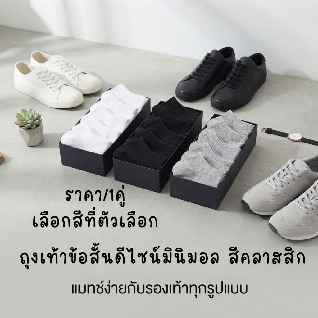 P846 Anti-Odor ถุงเท้ากันกลิ่น ถุงเท้าข้อสั้น ถุงเท้าข้อสั้น ดีไซน์มินิมอล แมทช์ง่าย ฟรีไซส์ ระบายได้ดี ไม่อับชื้น SP