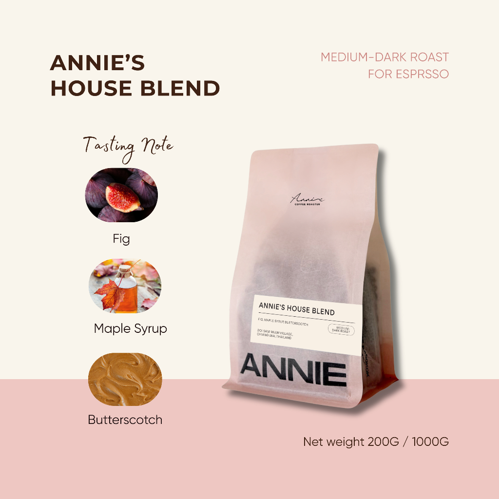ANNIE - House Blend Medium-Dark Roast คั่วกลางไปทางเข้ม (ทำได้ทุกเมนู)