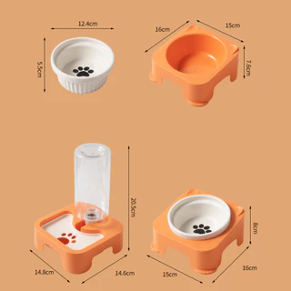 Domdompet ชามให้อาหารพร้อมน้ำสำหรับสุนัขและแมว 2in1 เครื่องให้อาหารแมวอัตโนมัติ น้ำดื่มอัตโนมัติ