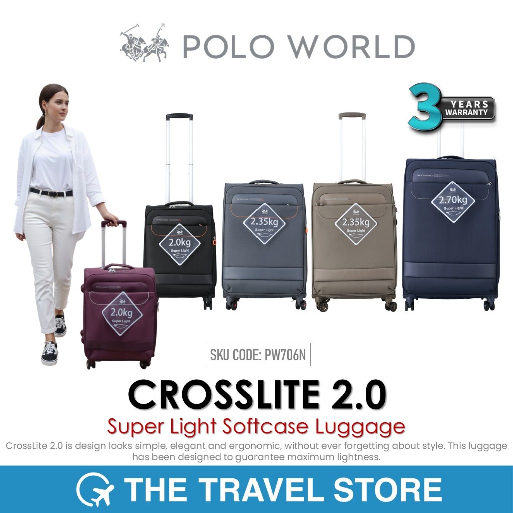 POLO WORLD PW706N CrossLite 2.0 Super Light Softcase Luggage กระเป๋าเดินทาง วัสดุผ้าพรีเมี่ยม