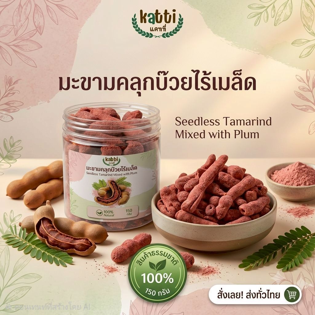 มะขามคลุกบ๊วยไร้เมล็ด 150g. กระปุกพรีเมียม มะขามบ๊วย คัดเกรด ของทานเล่น ของฝาก - Katti แคทตี้