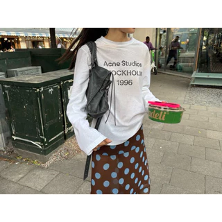 พร้อมส่ง✅เสื้อแขนยาวลายสกรีน AC. เนื้อผ้าสลาฟผสมคอตตอน เกรดนำเข้า ทรงโอเวอร์ไซส์ ใส่สบาย แมตช์กับกางเกงกระโปรงได้หมดค่า