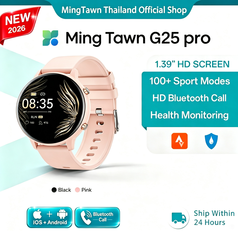 Ming Tawn Smartwatch 1.39'' Amoled หน้าจอ สมาร์ทวอทช์ 8.8 มม. นาฬิกาบาง ๆ AOD Display การตรวจสอบสุขภาพตลอด 24 ชั่วโมง