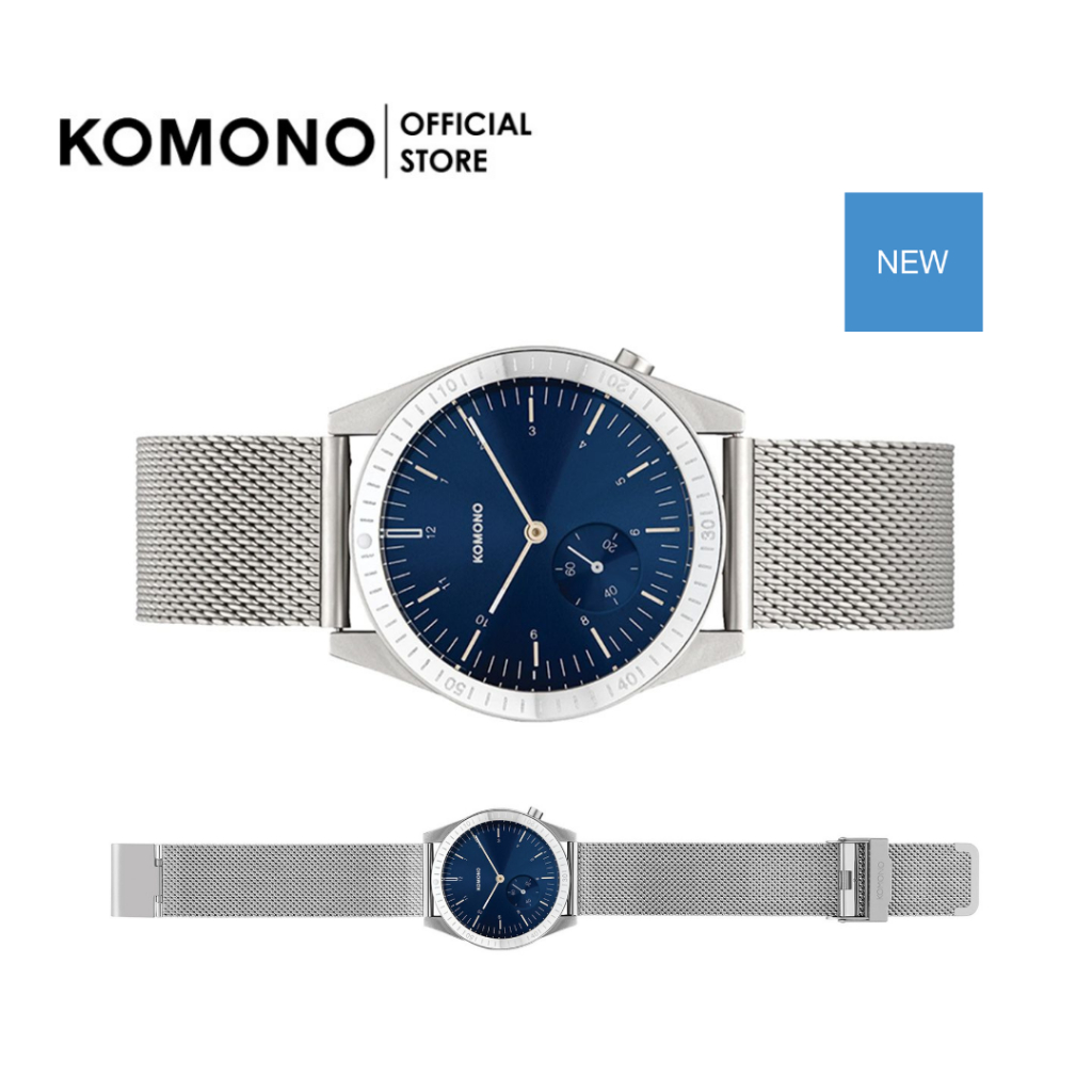 KOMONO Watch Ray Legacy Mesh Silver Blue นาฬิกาผู้ชาย โลหะ ลำลอง/ทำงาน วัสดุคุณภาพ