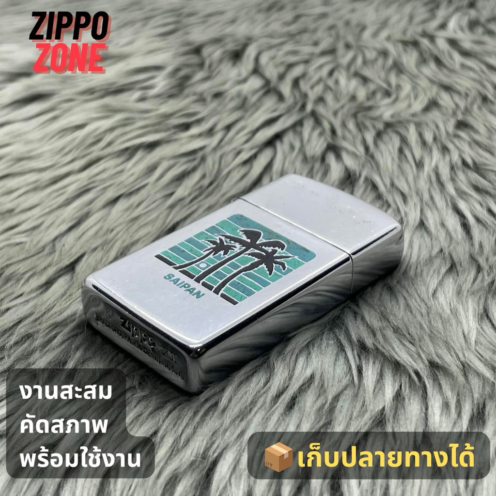 Zippo แท้ มือสอง ZZB123 สี เงิน รูป SAIPAN ปี 1996 XII | ไฟแช็ค Zippo USA ของแท้ | พร้อมส่ง