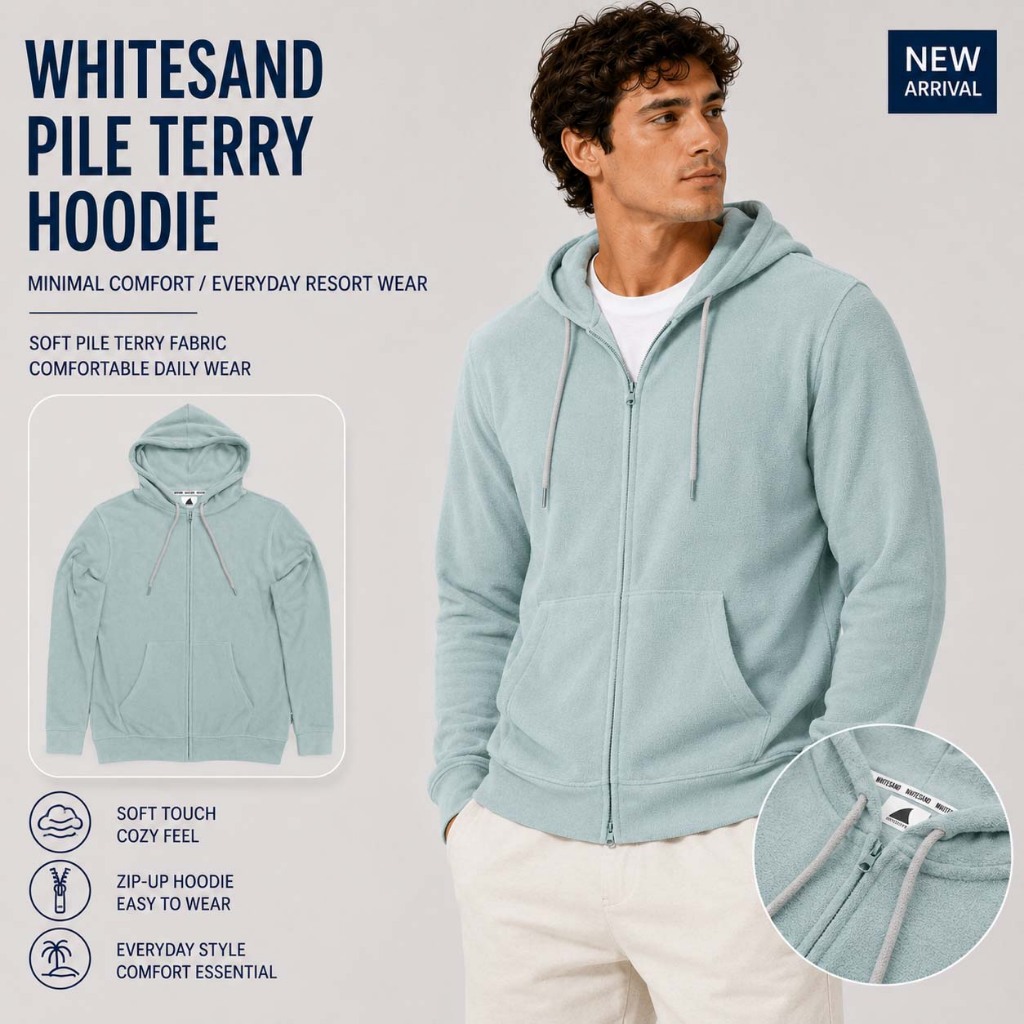 WhiteSand Pile Terry Hoodie เสื้อฮู้ดผ้าขน นุ่มสบาย สไตล์รีสอร์ต