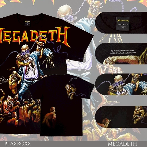 BLAXROXX | MEGADETH® | [MGD022] | เสื้อวง OVP สีจม | เสื้อยืดคอกลม แขนสั้น | สกรีนลายคมชัด ไม่หลุดลอก | Cotton100%