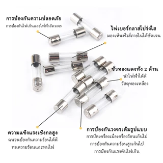 12 ชิ้น ฟิวส์แก้ว ฟิวส์ Quick blow แก้วหลอดฟิวส์ 6x30 มม./5x20 มม ฟิวส์หลอดแก้ว 10A 15A 20A 30A ตัดเร็ว ป้องกันวงจรเสีย