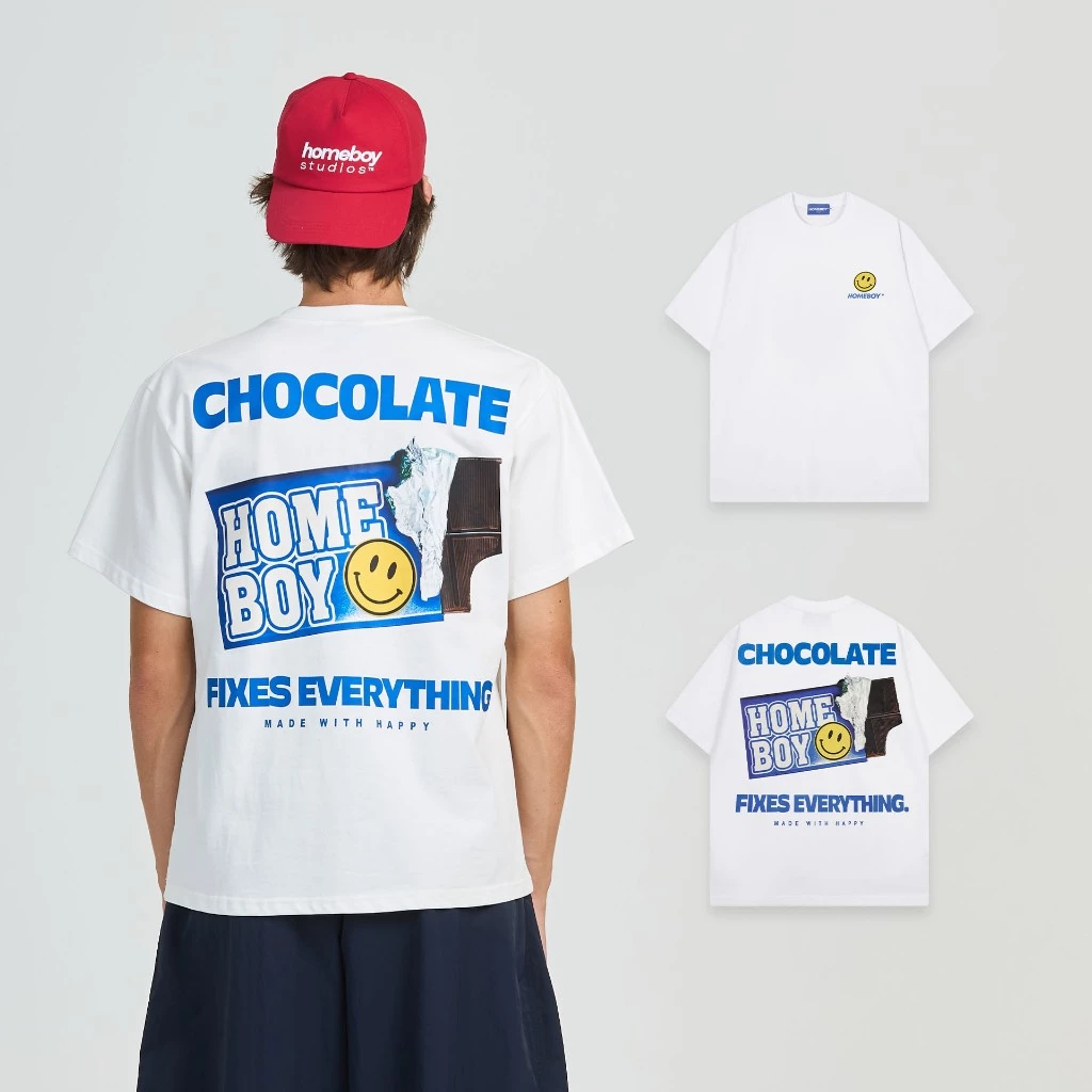 HOMEBOY เสื้อOVERSIZE HB.SMILECHOC คอตตอน100% ใส่ได้ทุกวัน