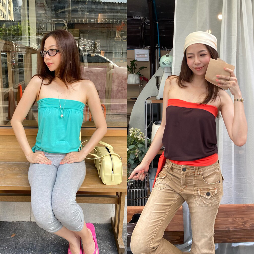 (พร้อมส่ง) AJENMADE | Webster Tube เกาะอกผูกข้างผ้ายืด