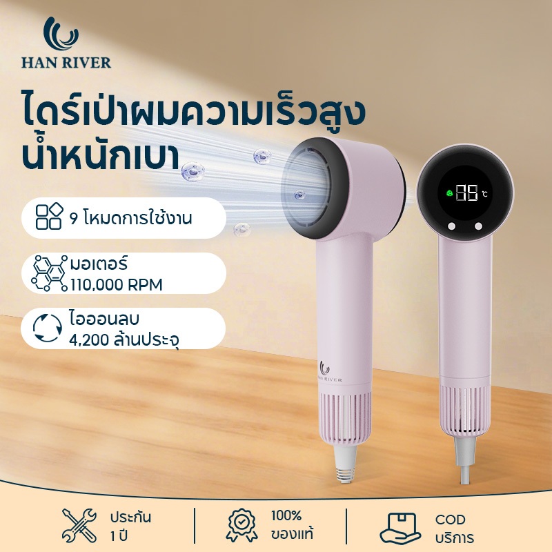 ไดร์เป่าผมความเร็วสูง พลาสมาดูแลเส้นผม น้ำหนัก 350g ใช้ในบ้าน/หอพัก พกพาสะดวก เหมาะเป็นของขวัญ