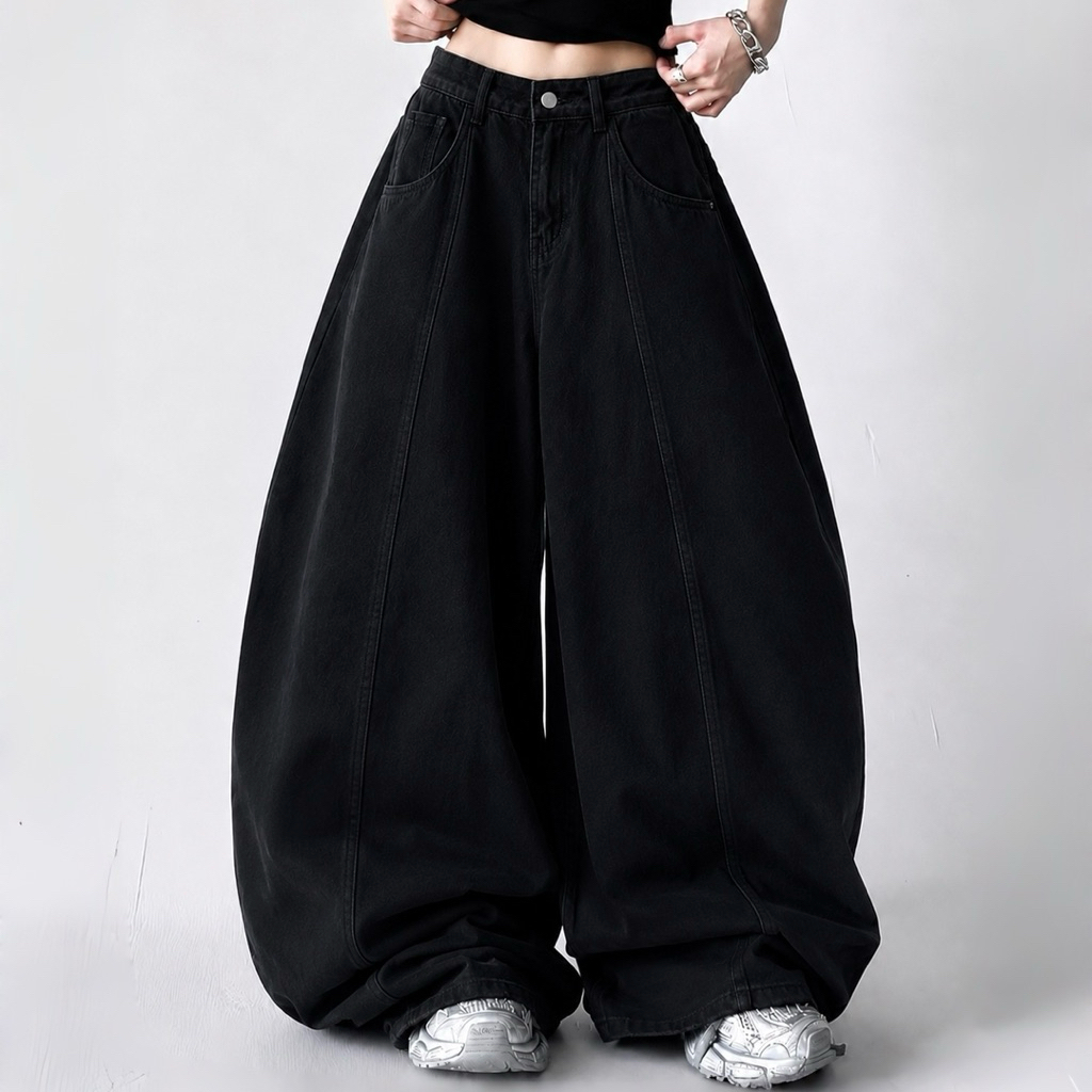 JINJEANS-7050 | (XS-6XL) กางเกงยีนส์ทรงหลวม ขากว้างมาก ขาใหญ