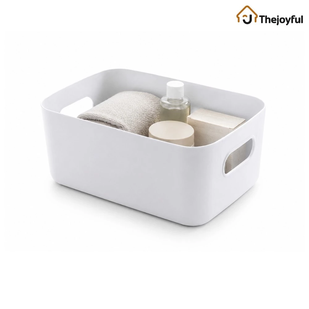 Thejoyful กล่องเก็บของ ที่ใส่ของ storage box มีหูจับ เคลื่อนย้ายได้ง่าย พลาสติกคุณภาพสูง ทนทาน