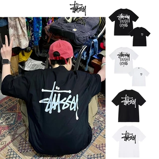 BASIC S1TUSSY TEE คลาสสิกสีดำแปดบิลเลียดพิมพ์ลายเสื้อยืดแขนสั้นคอกลมหลวมสำหรับผู้ชายและผู้หญิง
