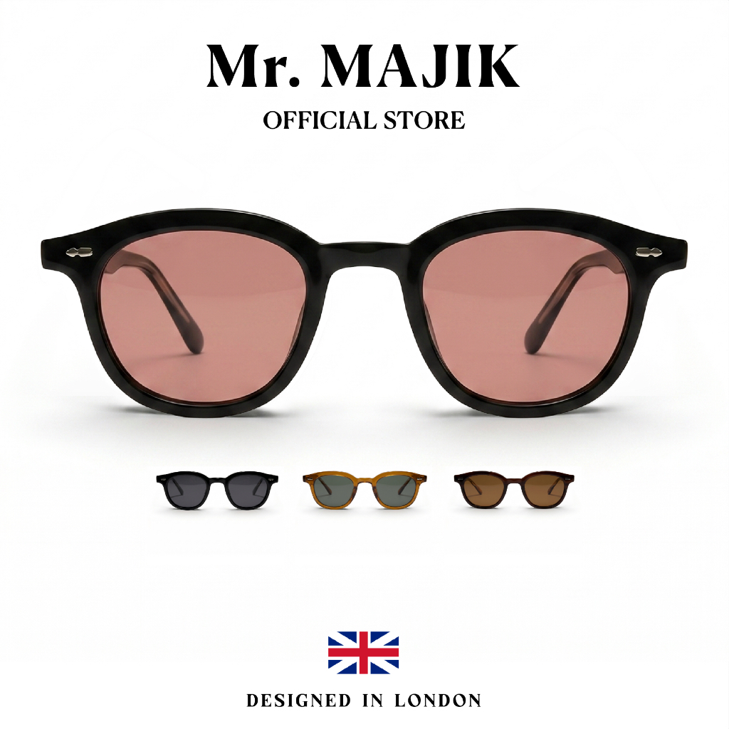 Mr.MAJIK แว่นตากันแดด Unisex ทรงกลม สไตล์วินเทจ คลาสสิก แว่นกันแดดแฟชั่น UV400 GZ-05