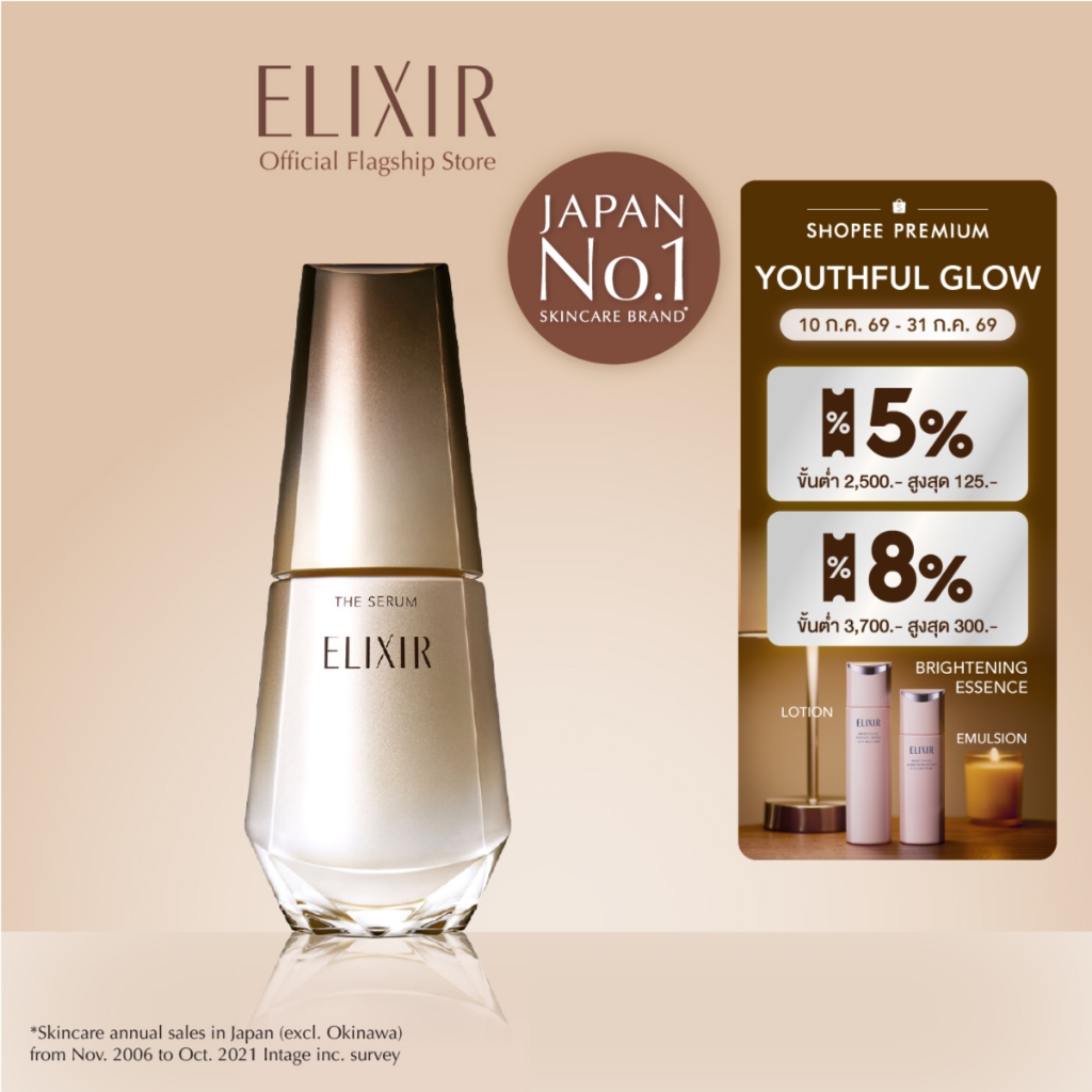 Elixir อิลิคเซอร์ เดอะ เซรั่ม 50 มล.ปลุกผิวแลดูอ่อนเยาว์เปล่งปลั่งใน 1 วัน