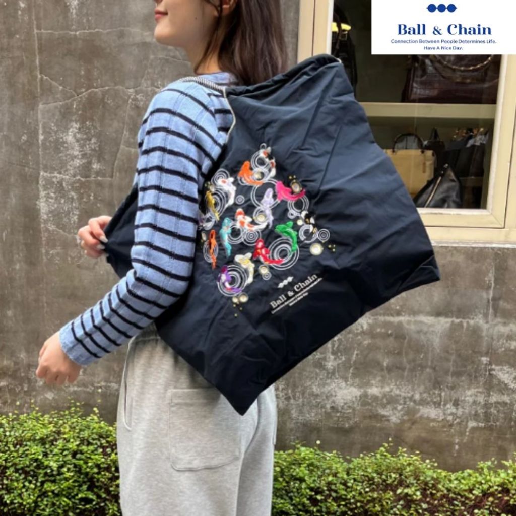 [From Japan] Ball & Chain KOI Large Eco Tote Bag กระเป๋าช้อปปิ้ง ลายปลาคราฟ ไซส์ L ของแท้