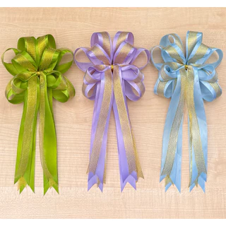 โบว์ขนาดใหญ่/ชิ้นละ25บาท(แพ็ค5/10ชิ้น)ขนาด13*25ซม./โบว์ผ้าคาดด้วยริบบิ้นทราย/โบว์สำเร็จรูป