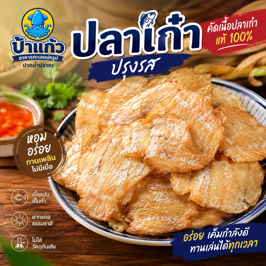 ปลาเก๋าปรุงรส อร่อยสุดๆ เนื้อปลาล้วนๆ ไม่ผสมแป้ง ไม่เผ็ด ทานเล่นได้เลย