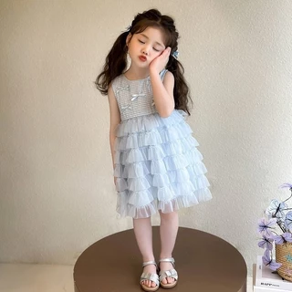 PRINCESS KESLI 2-12 ปี ชุดเดรสเด็กผู้หญิง แขนกุด เดรสเจ้าหญิงเด็ก เหมาะกับฤดูร้อน ผ้ายืดได้ หวานน่ารัก