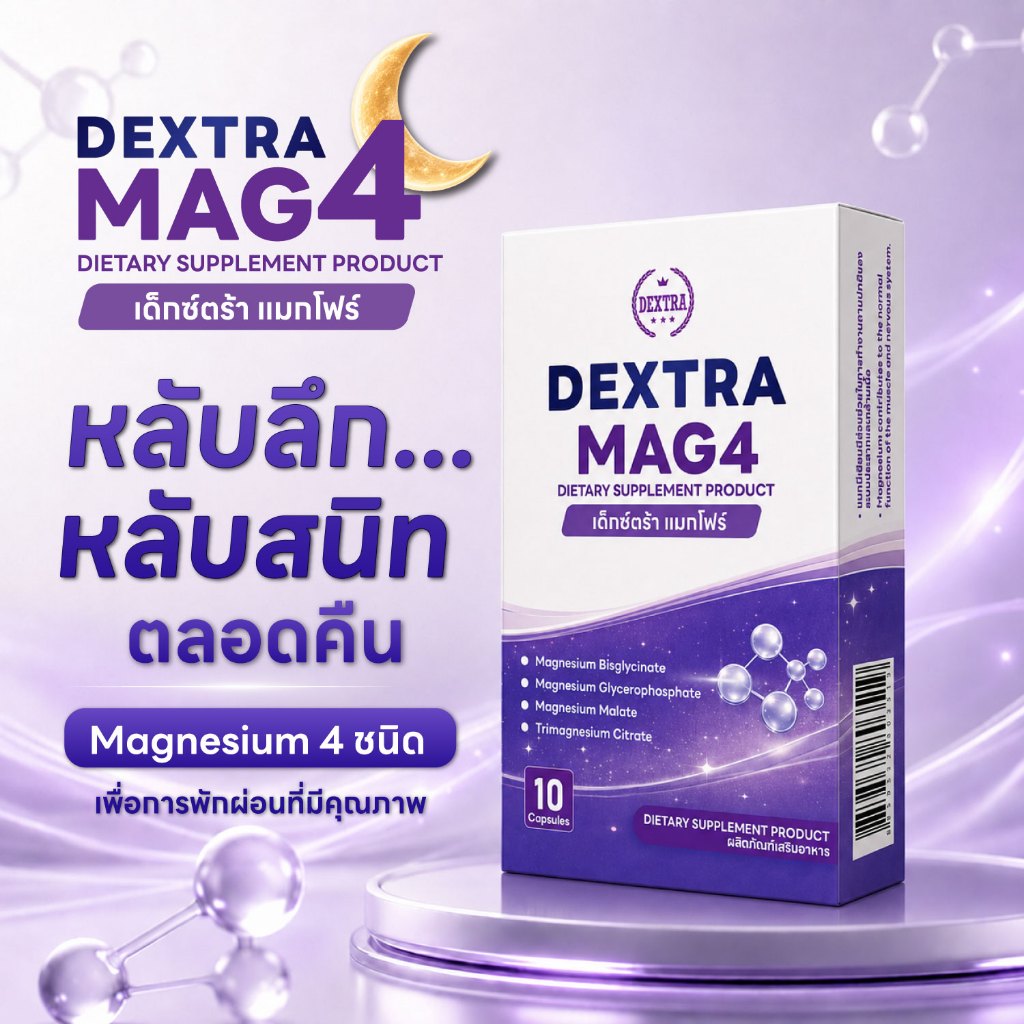 Dextra Mag4 ผลิตภัณฑ์ผสมผสานแมกนีเซียม 4 ชนิด เพื่อช่วยให้คุณภาพการนอนหลับดียิ่งขึ้น