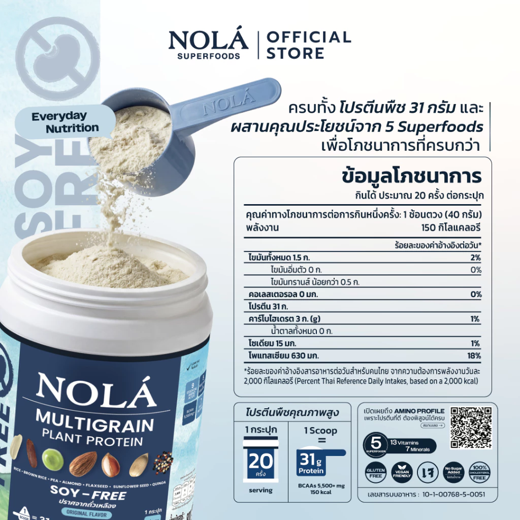 NOLA Superfoods โปรตีนพืชและเวย์ รวมทุกรสชาติ สูตรใหม่!! โปรตีนพืช 7 ชนิด thumbnail 7