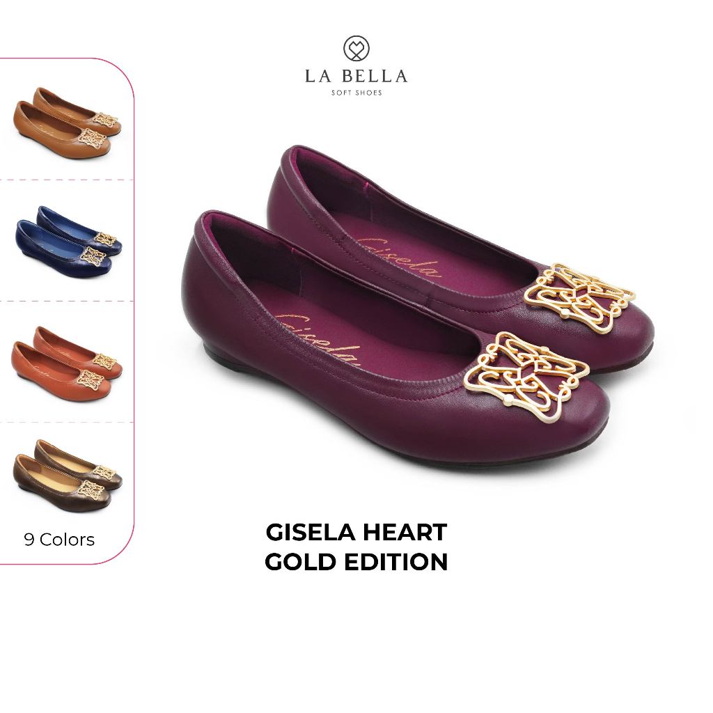 LA BELLA  รองเท้าคัชชูหนังแกะ รุ่น GISELA HEART GOLD EDITION - COLORFUL