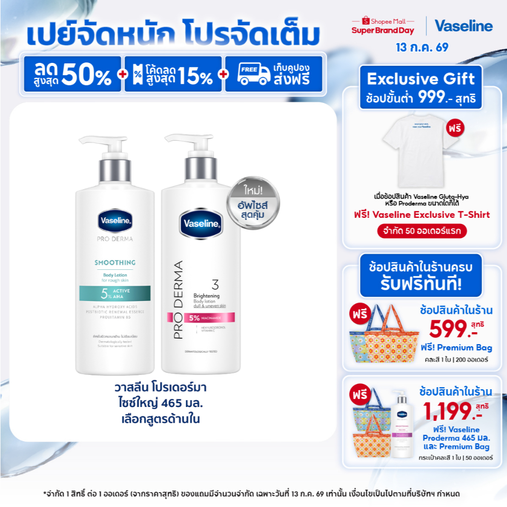 [อยู่ระหว่างเปลี่ยนบรรจุภัณฑ์] วาสลีน โปร เดอร์มา โลชั่น บอดี้แอมพูล 465มล. Vaseline Proderma Body Lotion 465ml