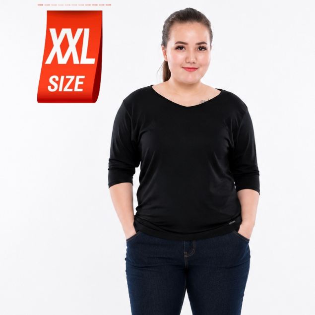 CHOTY ยืดแขนสามส่วน ไซส์ XXL เสื้อยืดสาวอวบ คอวี อก 40-65" ผ้าเรย่อน พรางหุ่น เสื้อพลัสไซส์ CHOTYSHOP สินค้าผลิตไทย LLX