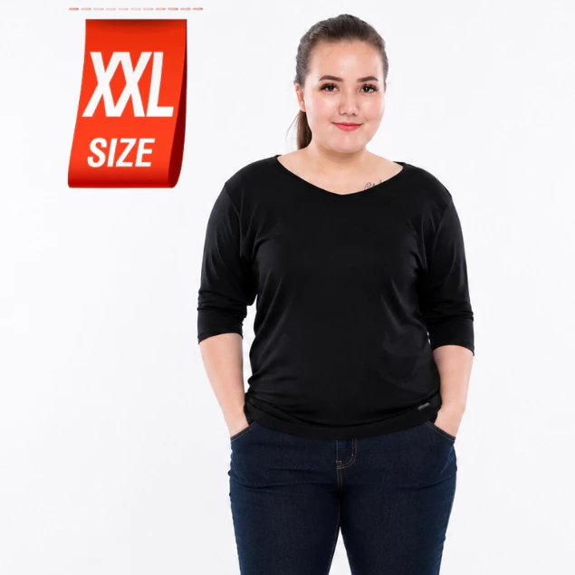 CHOTY ยืดแขนสามส่วน ไซส์ XXL เสื้อยืดสาวอวบ คอวี อก 40-65" ผ้าเรย่อน พรางหุ่น เสื้อพลัสไซส์ CHOTYSHOP สินค้าผลิตไทย LLX