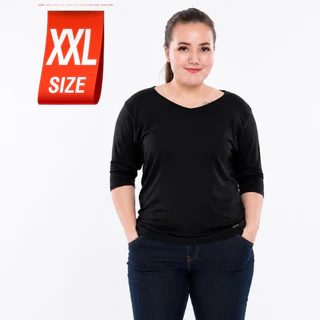 CHOTY ยืดแขนสามส่วน ไซส์ XXL เสื้อยืดสาวอวบ คอวี อก 40-65" ผ้าเรย่อน พรางหุ่น เสื้อพลัสไซส์ CHOTYSHOP สินค้าผลิตไทย LLX