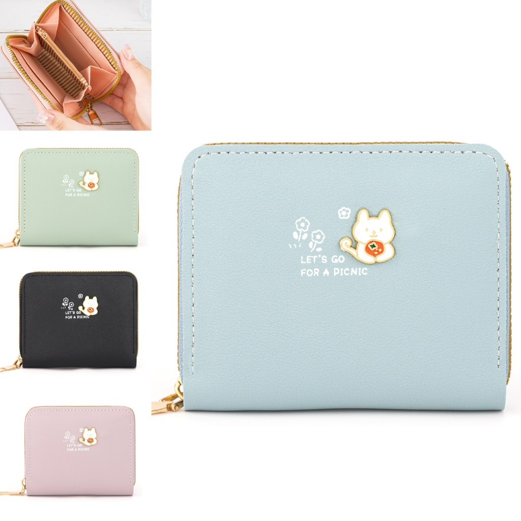 (GC-311) พร้อมส่ง โลโก้แมว  กระเป๋าสตางค์ใบสั้น สีสันสวยมากกก
