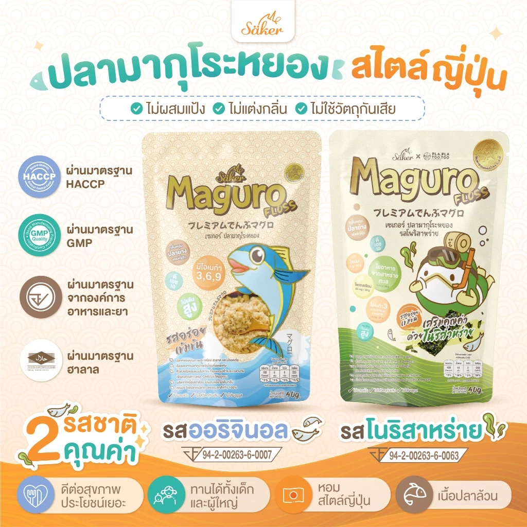 (เนื้อปลาล้วน สุขภาพดี) Saker ปลามากุโระหยอง สไตล์ญี่ปุ่น เด็ก&ผู้ใหญ่ทานได้ ดีต่อสุขภาพประโยชน์เยอะมาก