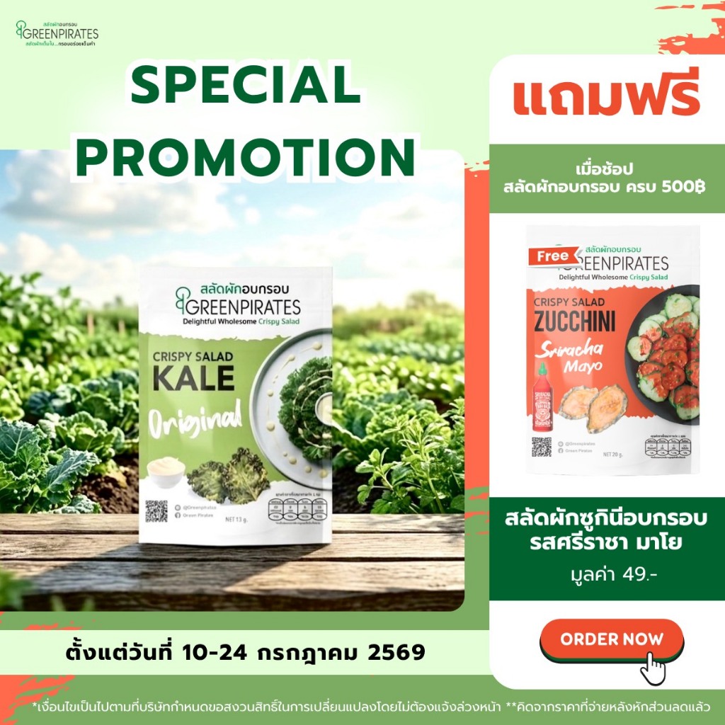 ติดตามรับส่วนลด | สลัดผักเคลอบกรอบ รสออริจินอล (Crispy Kale Original) ไม่ทอด ไม่ใส่ผงชูรส gluten free