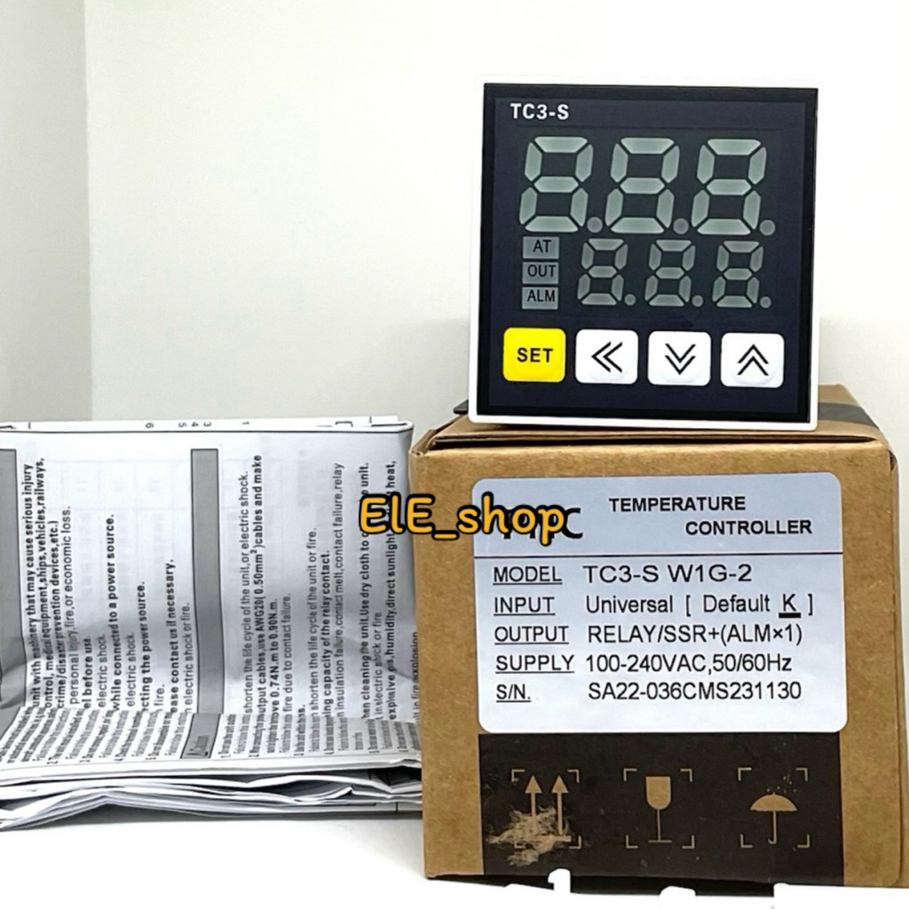 เครื่องควบคุมอุณหภูมิแบบดิจิตอล รุ่น:TC3-S W1G-2 ( K 0-999°C) 100-240VAC