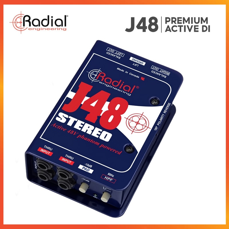 Radial  j48 สเตอริโอ passthrough กล่องสเตอริโอ phantom power active di