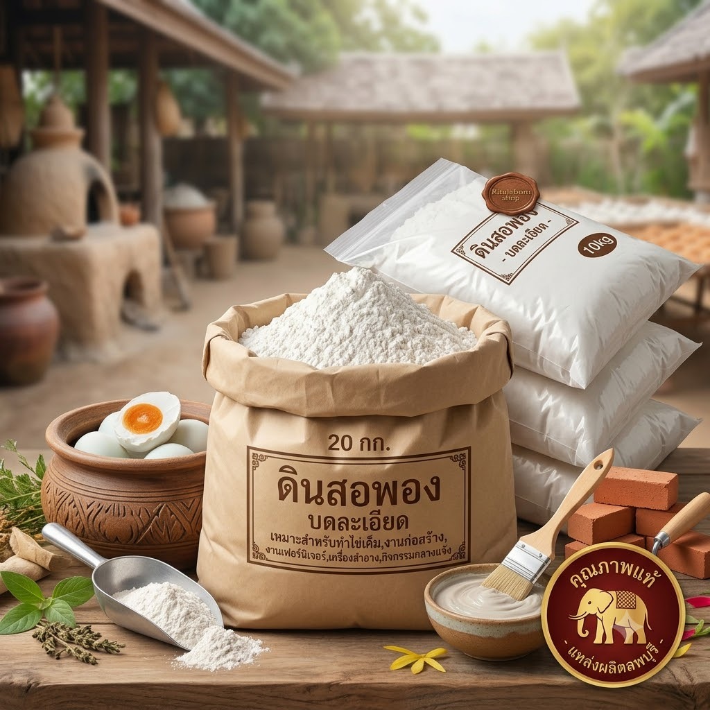 20 กก. แป้งดินสอพอง บดละเอียด เหมาะสำหรับทำไข่เค็ม,งานก่อสร้าง,งานเฟอร์นิเจอร์,เครื่องสำอาง,กิจกรรมกลางแจ้ง