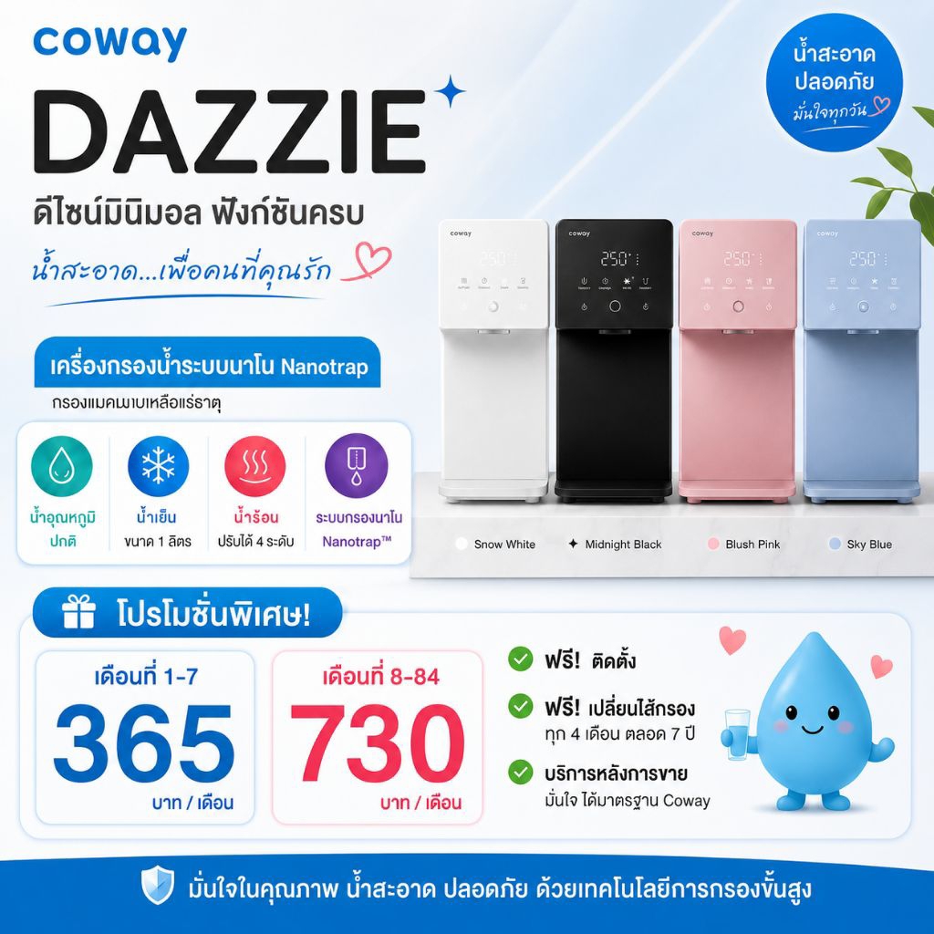 *ทักแชทก่อนสั่งซื้อสินค้า* เครื่องกรองน้ำ coway รุ่น Dazzie